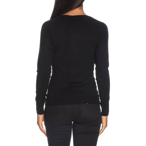 Maglia Donna con scollo a barca Nero Yes Zee- Francavilla Moda